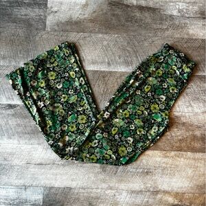 Zara Floral flare Leggings - Green and Black